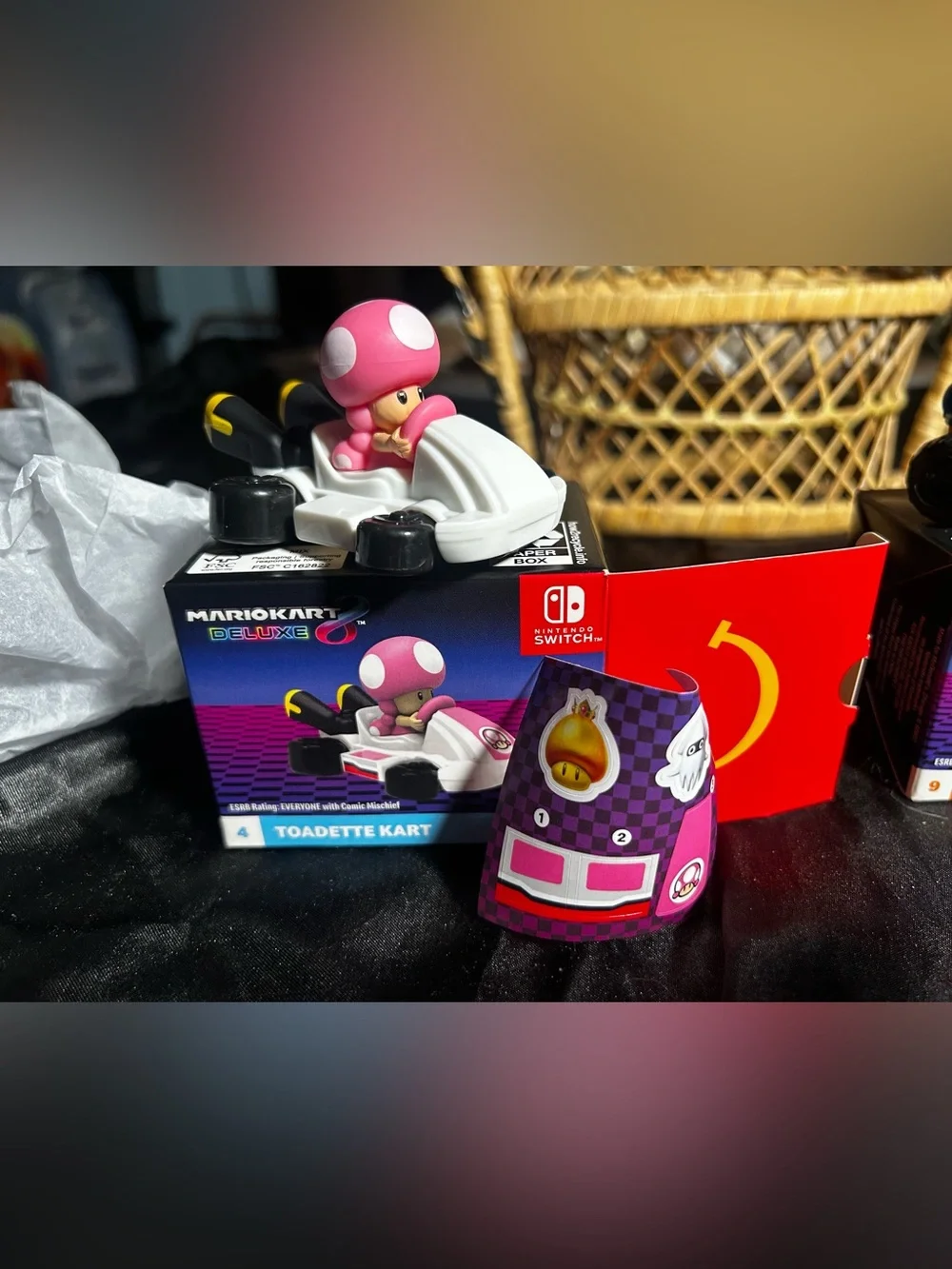2024 McDonald's Mario Kart Happy Meal toys:Toadette & Bowser with Original Boxes